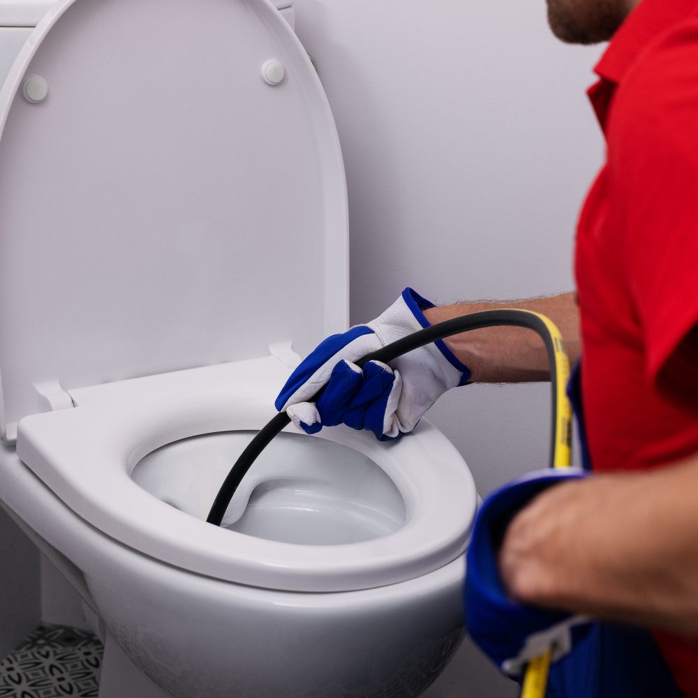 Technicien LD Suisse en intervention d'urgence sur une toilette bouchée